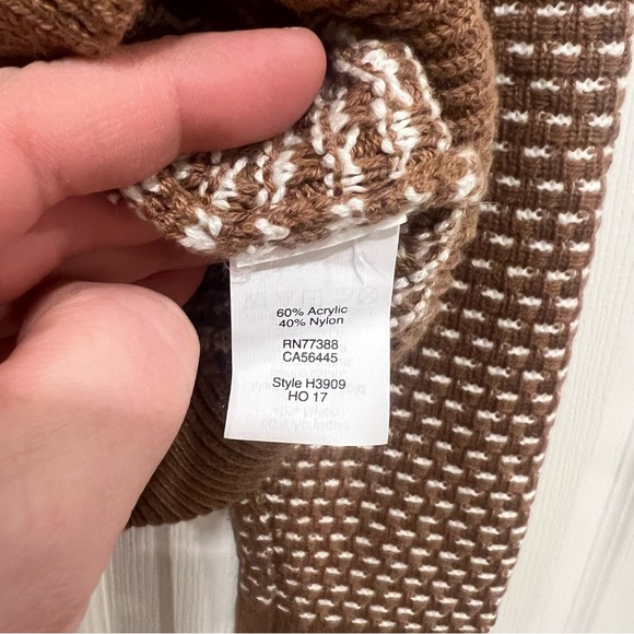 J. Crew Turtleneck Sweater Camel Brown White Pullover Textured Stripes Womens XL - Picture 5 of 7